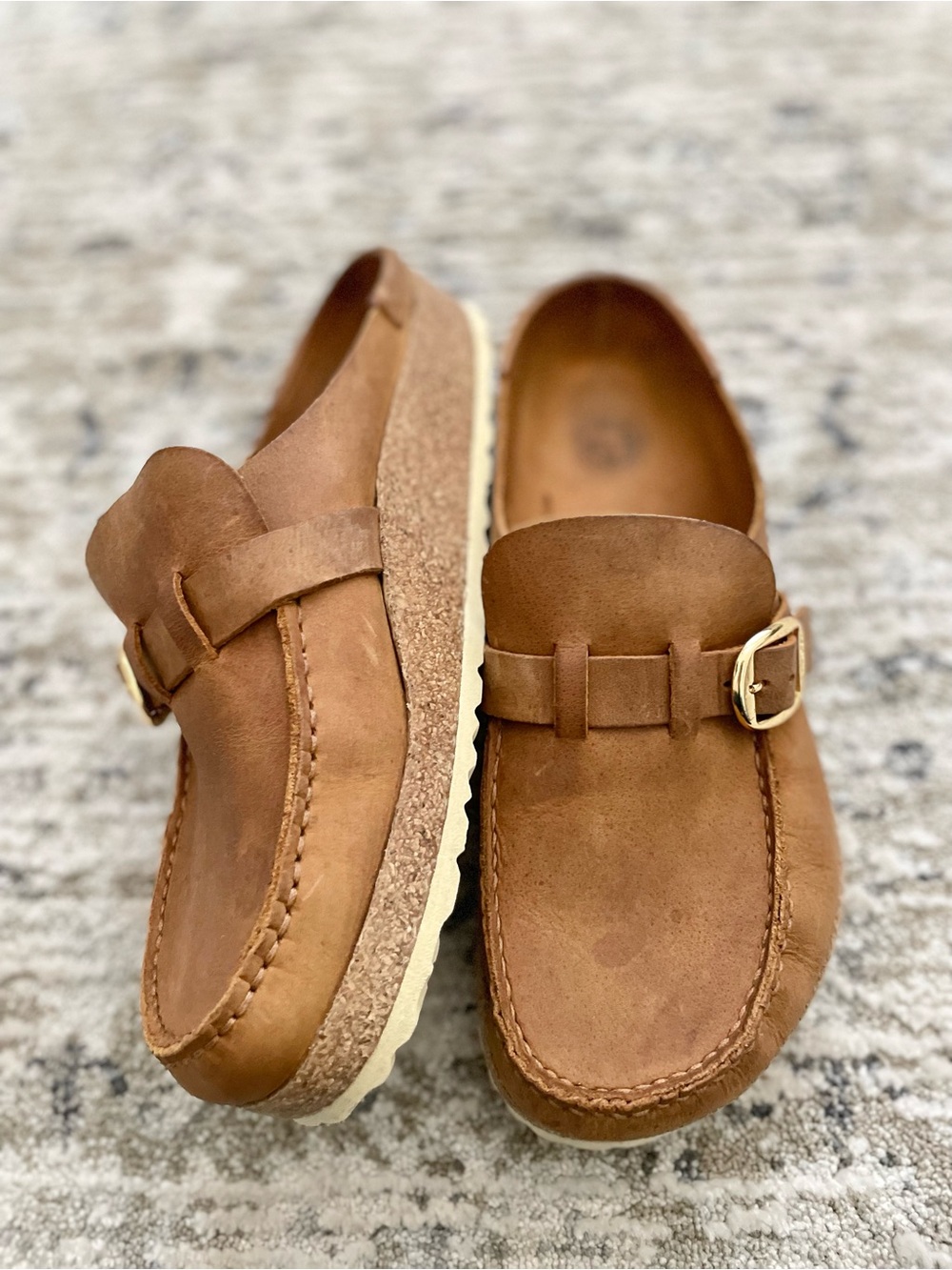 Birkenstock Buckley Mule Oiled Leather Cognac Brown Size 40 Regular Width
